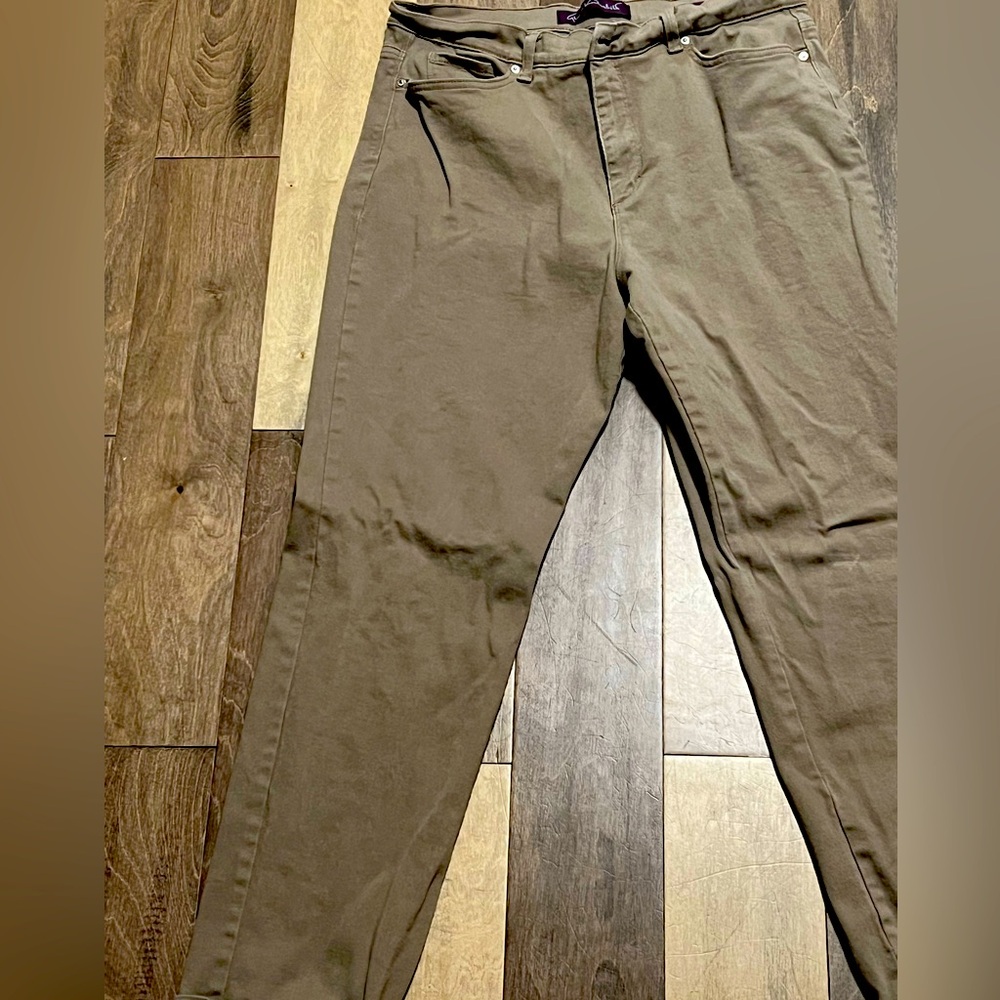 Tan colored Gloria Vanderbuilt pants.